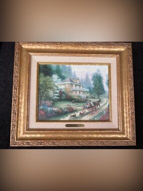 Thomas Kinkade "Sunday at Apple Hill" Framed Canvas Classic Print with COA EUC